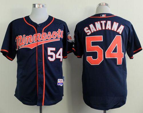 Twins #54 Ervin Santana Navy Blue Alternate Road Cool Base Stitched MLB Jersey